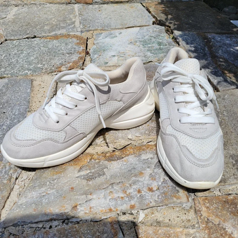 Madden Girl Chunky Platform Off White Gray Burrel Comfort Sneakers Size 7
